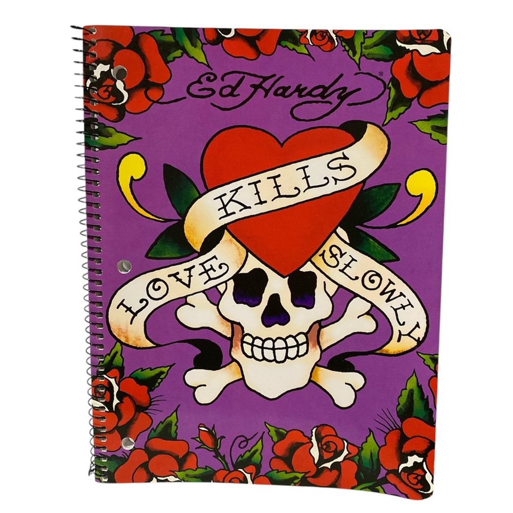 Y2K Lisa Frank Ed Hardy Love Kills Slowly Notebook Spiral Notepad Stationery